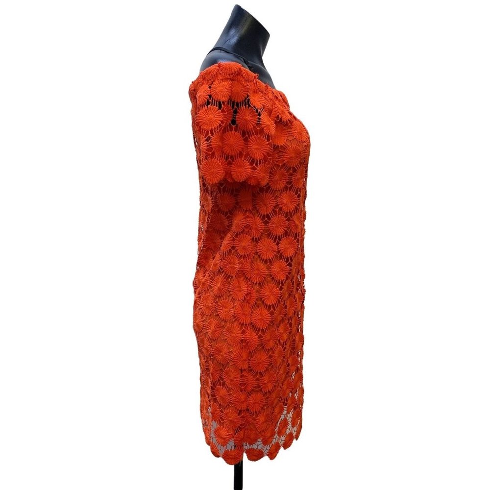 *Trina Turk Orange Dress Off the Shoulder Lace Overlay Small - Picture 2 of 5